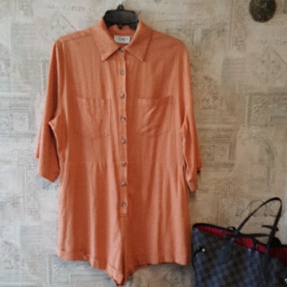 Dress Forum By Angeles Linen Blend Shorts Romper